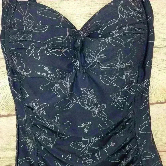 Niptuck swim tankini top navy and silver size 4 - Picture 2 of 7